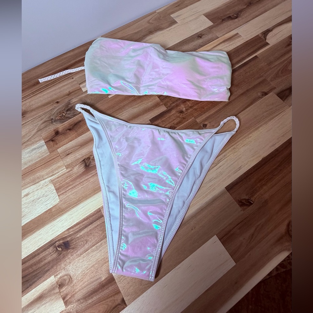 Zaful Iridescent White Bikini NWT